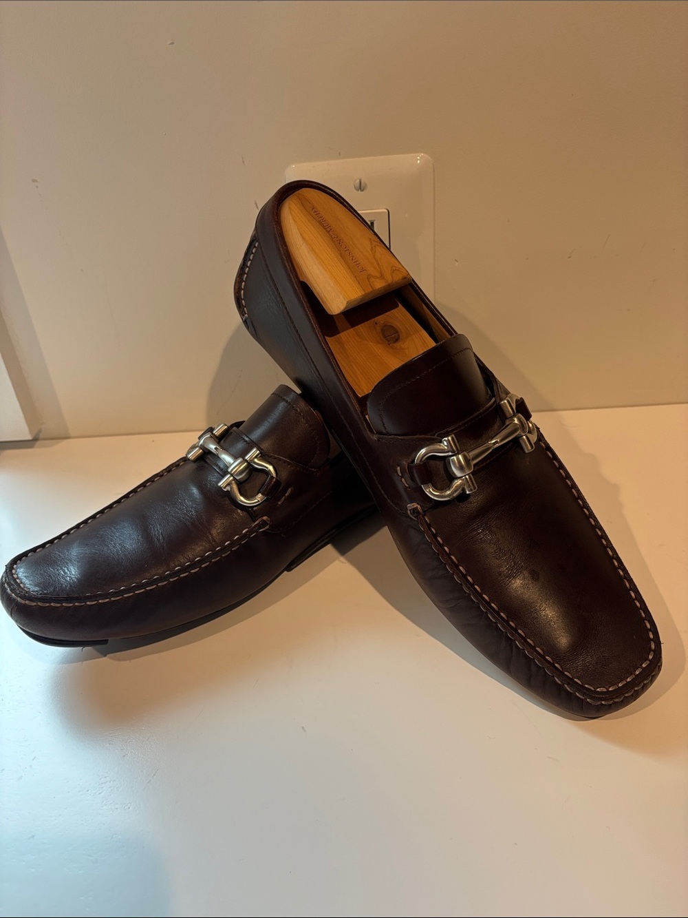 Salvatore Ferragamo Brown Leather Bit Driving Loafers